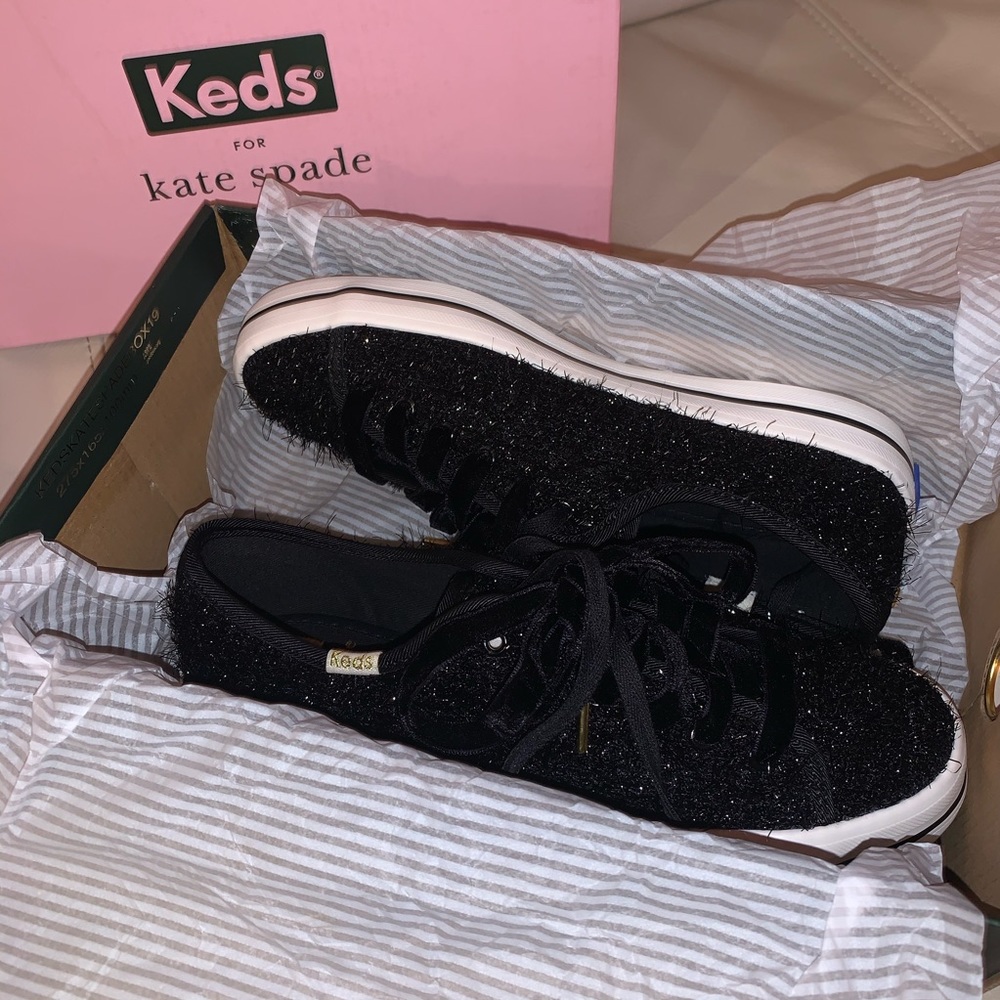 KATE SPADE x KEDS Black Tweed Low Top Sneakers
